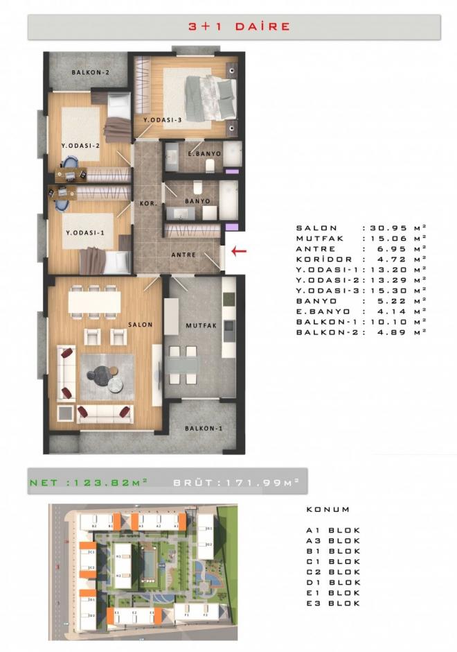 Квартира 3+1 в Стамбуле