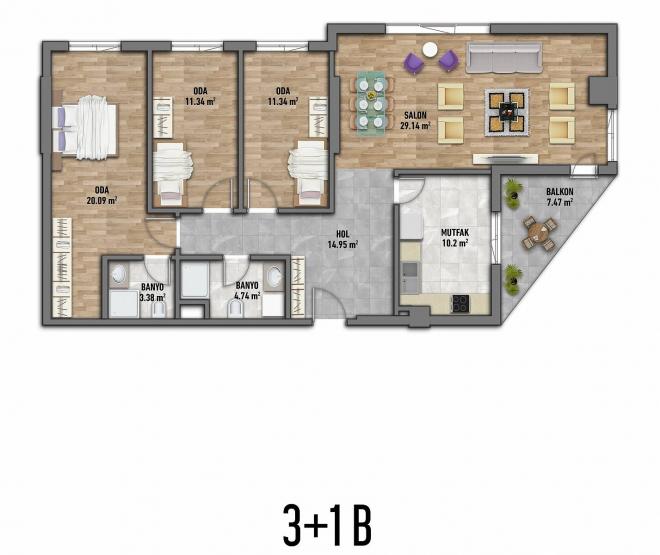 Квартира 3+1 в Стамбуле