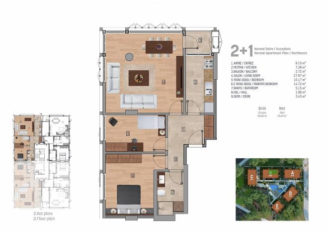Квартира 2+1 с видом на море в Стамбуле
