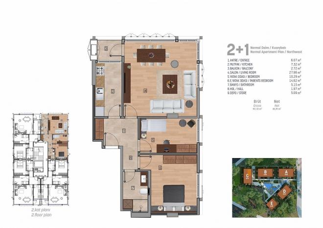 Квартира 2+1 с видом на море в Стамбуле