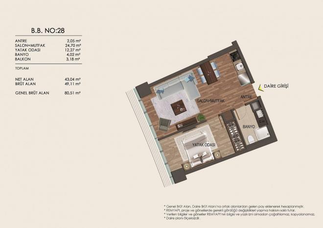 Квартира 1+1 в Стамбуле