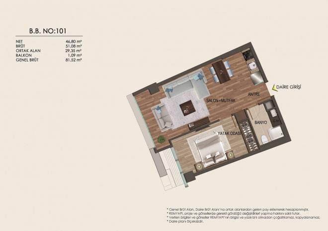 Квартира 1+1 в Стамбуле