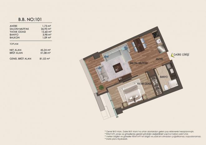 Квартира 1+1 в Стамбуле