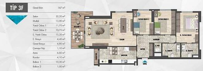 Квартира 3+1 с видом на море в Стамбуле