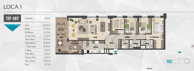 Квартира 3+1 с видом на море в Стамбуле