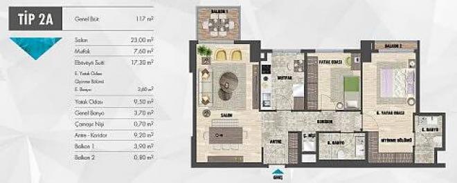 Квартира 4+1 с видом на море в Стамбуле