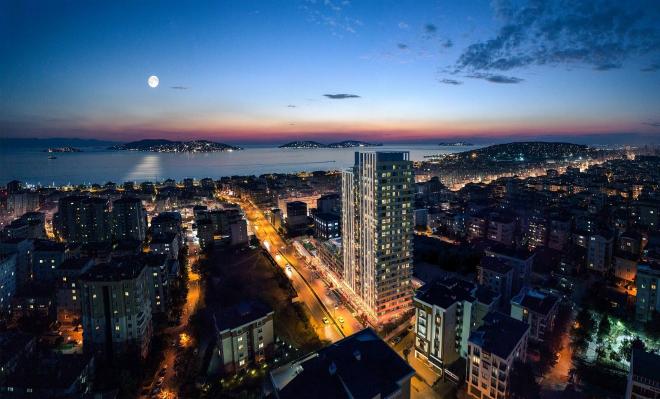 Квартира 4+1 с видом на море в Стамбуле