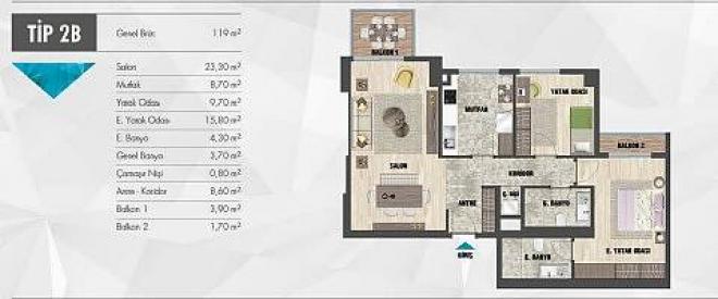 Квартира 5+1 с видом на море в Стамбуле