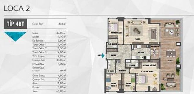 Квартира 5+1 с видом на море в Стамбуле