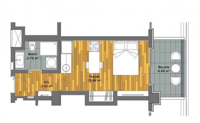 Квартира 1+1 с видом на море в Стамбуле