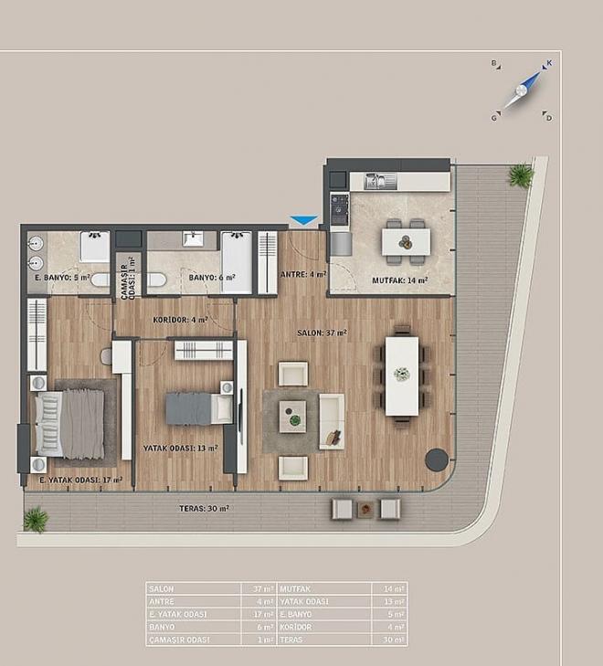 Квартира 3+1 с видом на море в Стамбуле