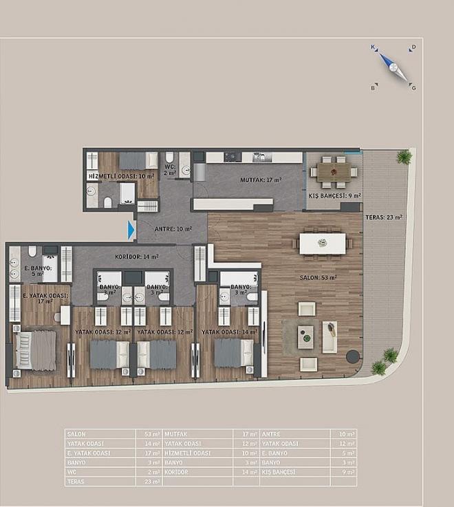Квартира 2+1 с видом на море в Стамбуле