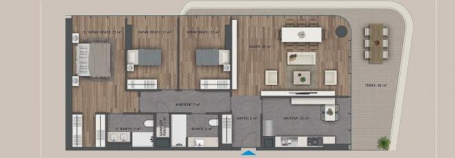Квартира 2+1 с видом на море в Стамбуле