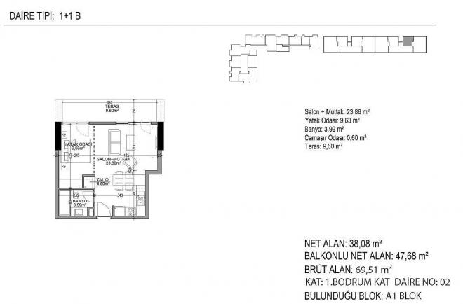 Квартира 1+1 в Стамбуле