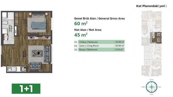 Квартира 2+1 с видом на море в Стамбуле