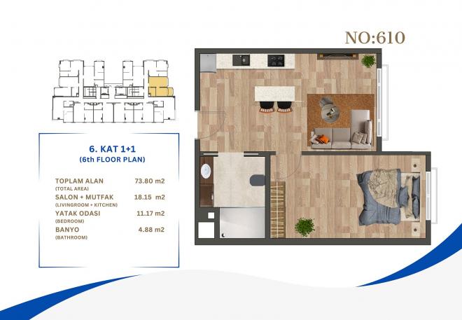 Квартира 1+1 в Стамбуле