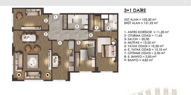 Квартира 2+1 в Стамбуле