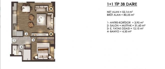 Квартира 3+1 в Стамбуле