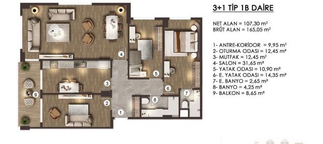 Квартира 3+1 в Стамбуле