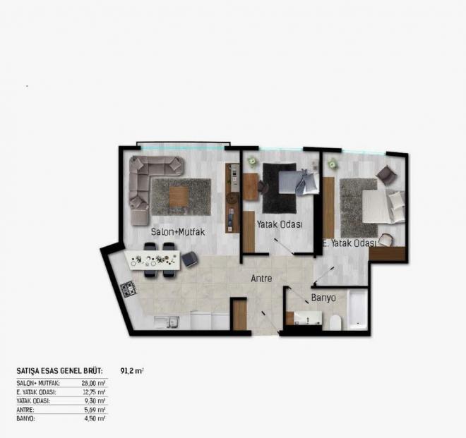 Квартира 2+1 в Стамбуле