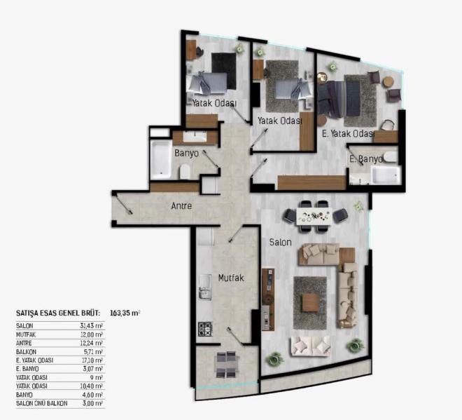 Квартира 3+1 в Стамбуле
