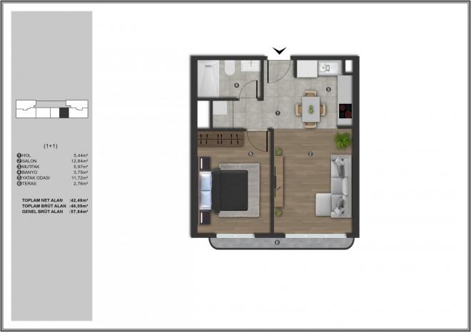 Квартира 1+1 в Стамбуле