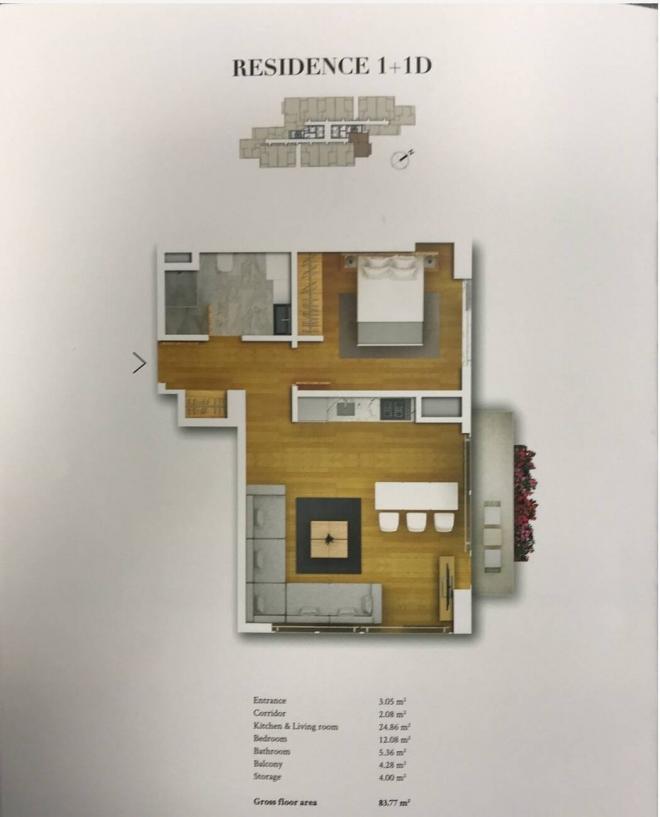 Квартира 1+1 с видом на море в Стамбуле