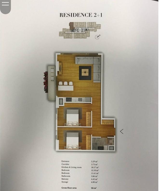 Квартира 2+1 с видом на море в Стамбуле