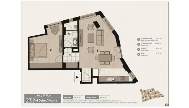 Квартира 1+1 в Стамбуле