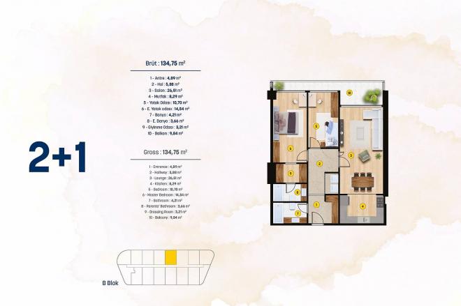 Квартира 1+1 с видом на море в Стамбуле