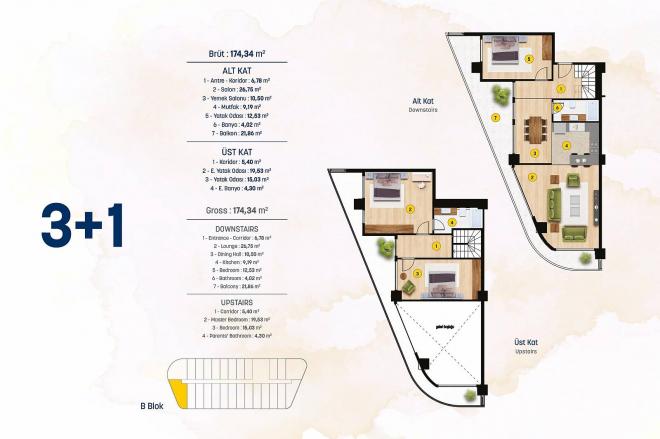 Квартира 1+1 с видом на море в Стамбуле