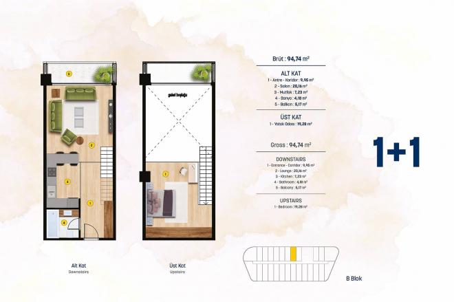 Квартира 2+1 с видом на море в Стамбуле