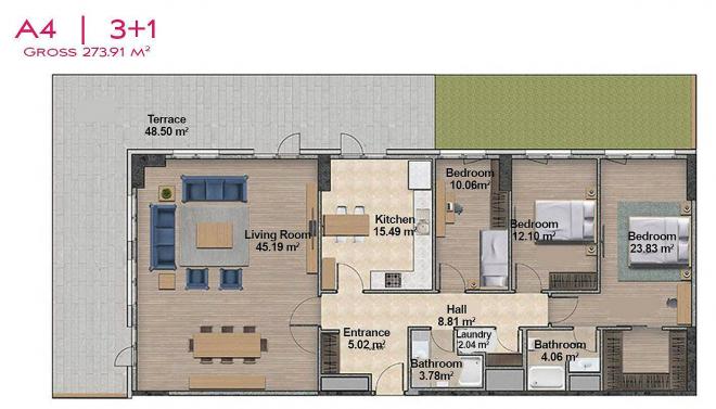 Квартира 1+1 с видом на море в Стамбуле