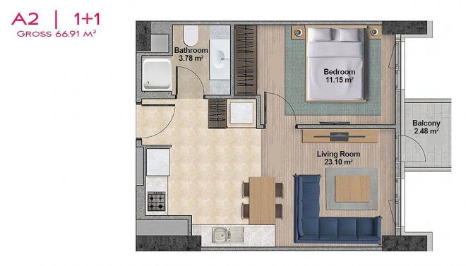 Квартира 3+1 с видом на море в Стамбуле