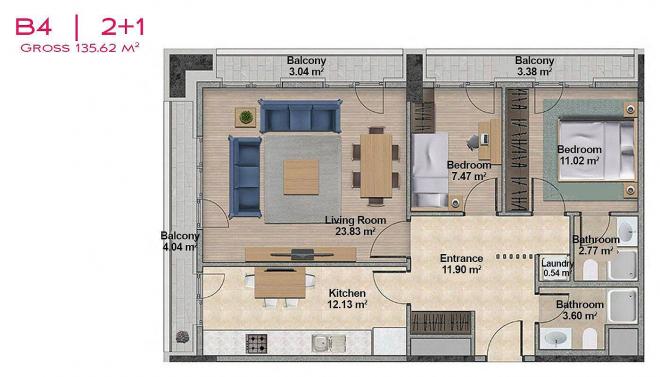 Квартира 3+1 с видом на море в Стамбуле