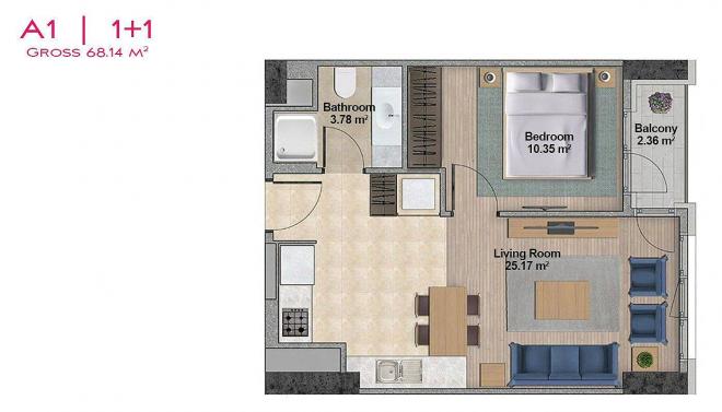 Квартира 4+1 с видом на море в Стамбуле
