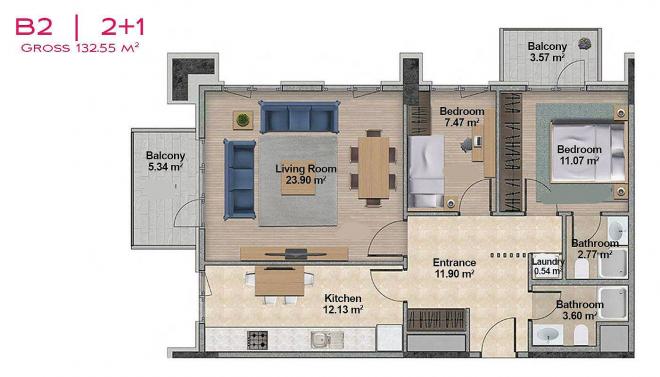Квартира 4+1 с видом на море в Стамбуле