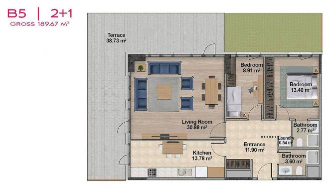 Пентхаус 6+1 с видом на море в Стамбуле