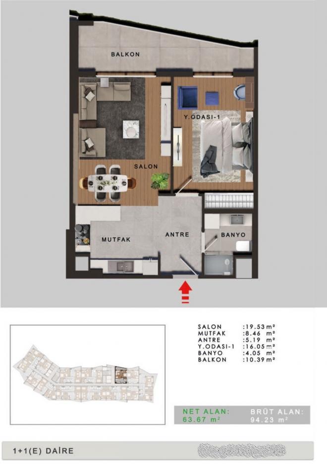 Квартира 2+1 с видом на море в Стамбуле