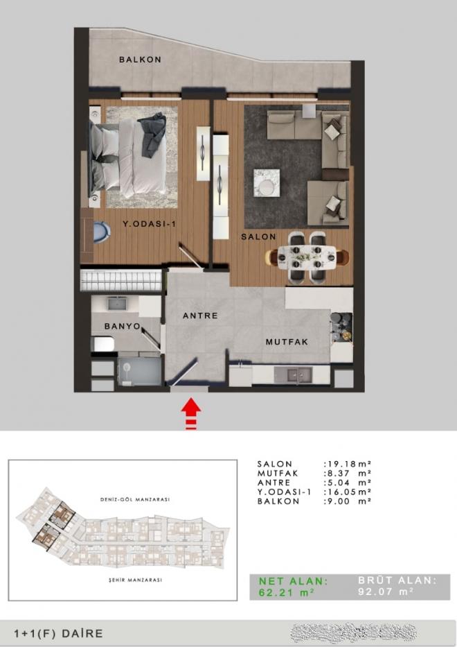 Квартира 3+1 с видом на море в Стамбуле