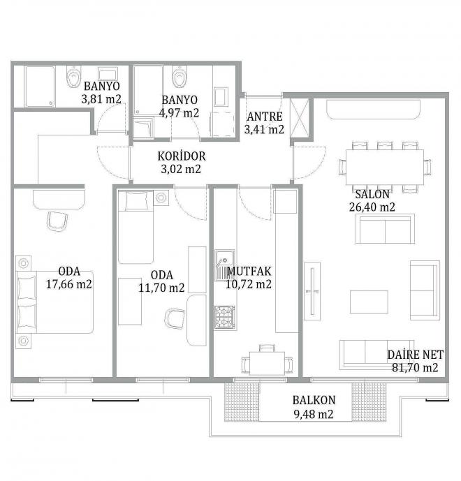 Квартира 1+1 с видом на море в Стамбуле