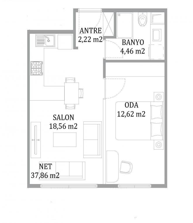 Квартира 2+1 с видом на море в Стамбуле