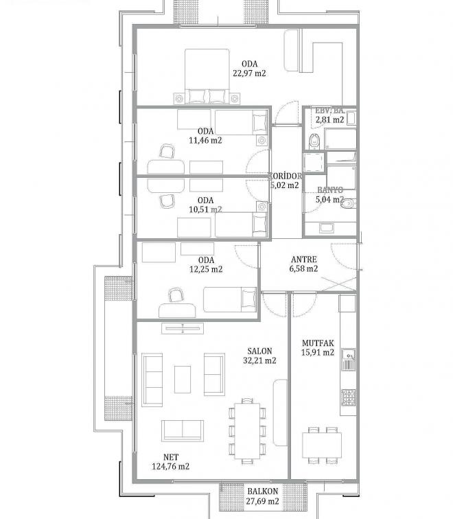 Квартира 2+1 с видом на море в Стамбуле