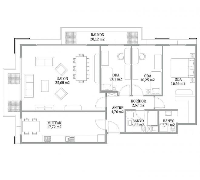 Квартира 4+1 с видом на море в Стамбуле