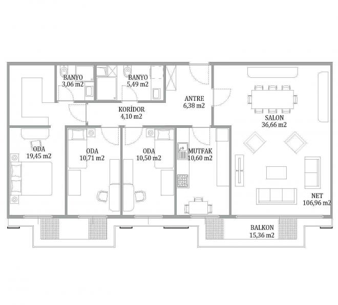 Квартира 4+1 с видом на море в Стамбуле