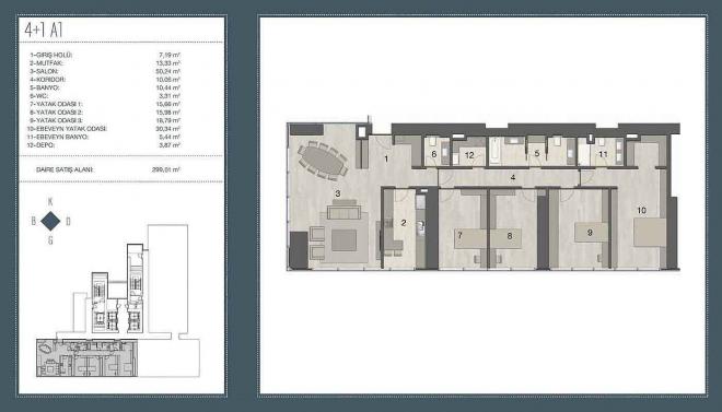 Пентхаус 5+1 с видом на море в Стамбуле