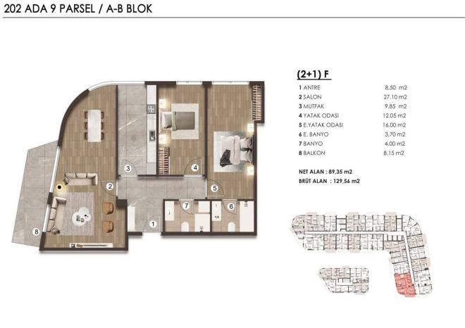 Квартира 1+1 в Стамбуле