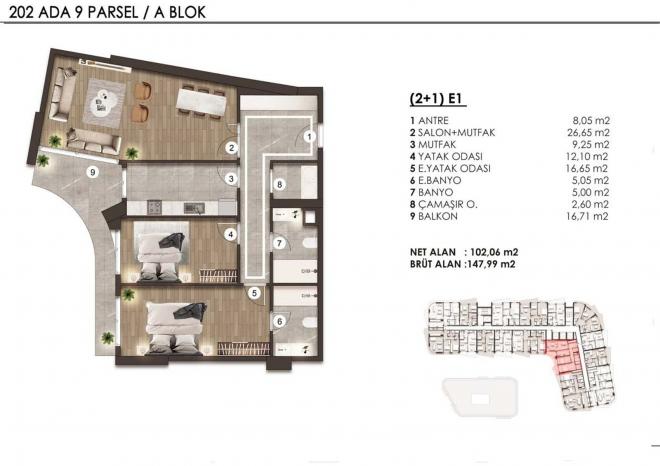 Квартира 2+1 в Стамбуле