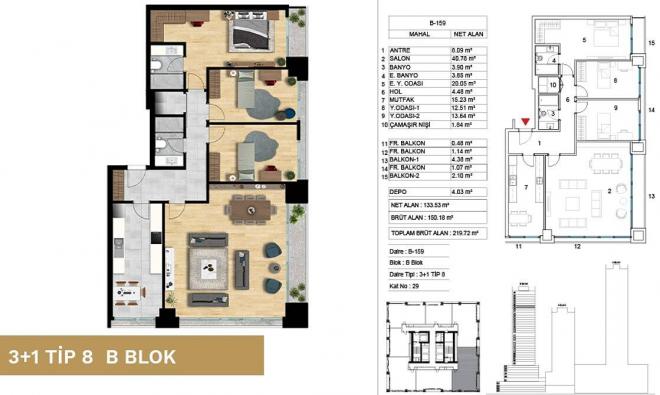 Квартира 1+1 с видом на море в Стамбуле