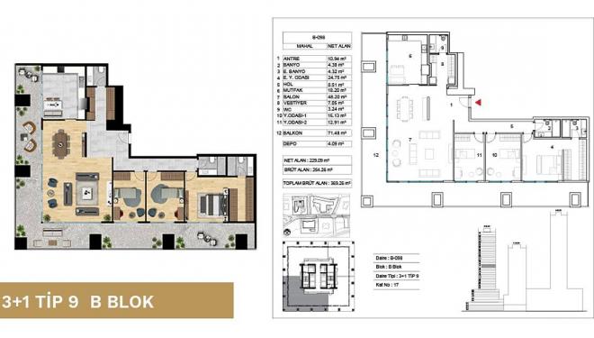 Квартира 2+1 с видом на море в Стамбуле